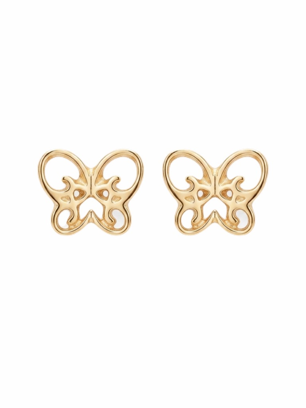 New 9k Gold Handmade Bohemian Minimalist Butterfly Stud Earrings